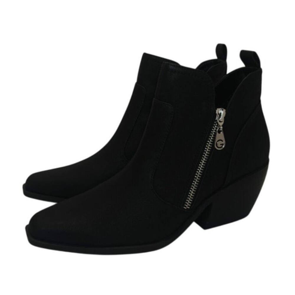 Black Faux leather ankle western booties sz 7